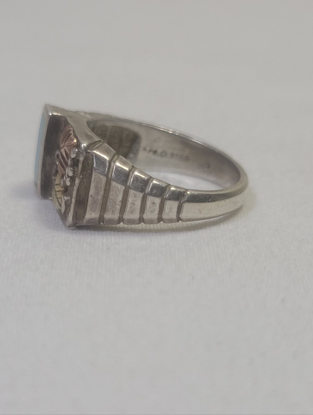 Coleman & CO. Black Hills 12k Solid Gold 925 Sterling Turquoise Ring Size 10 - Picture 3 of 6